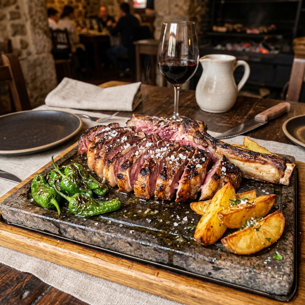 Chuletón de Ternera a la Brasa con Pimientos (1kg)